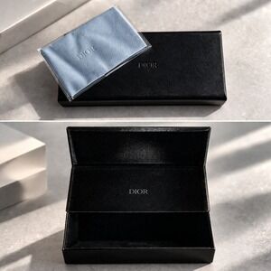 Dior Folding Sunglasses Case Black Tri Fold Magnetic NEW Luxury w Cloth